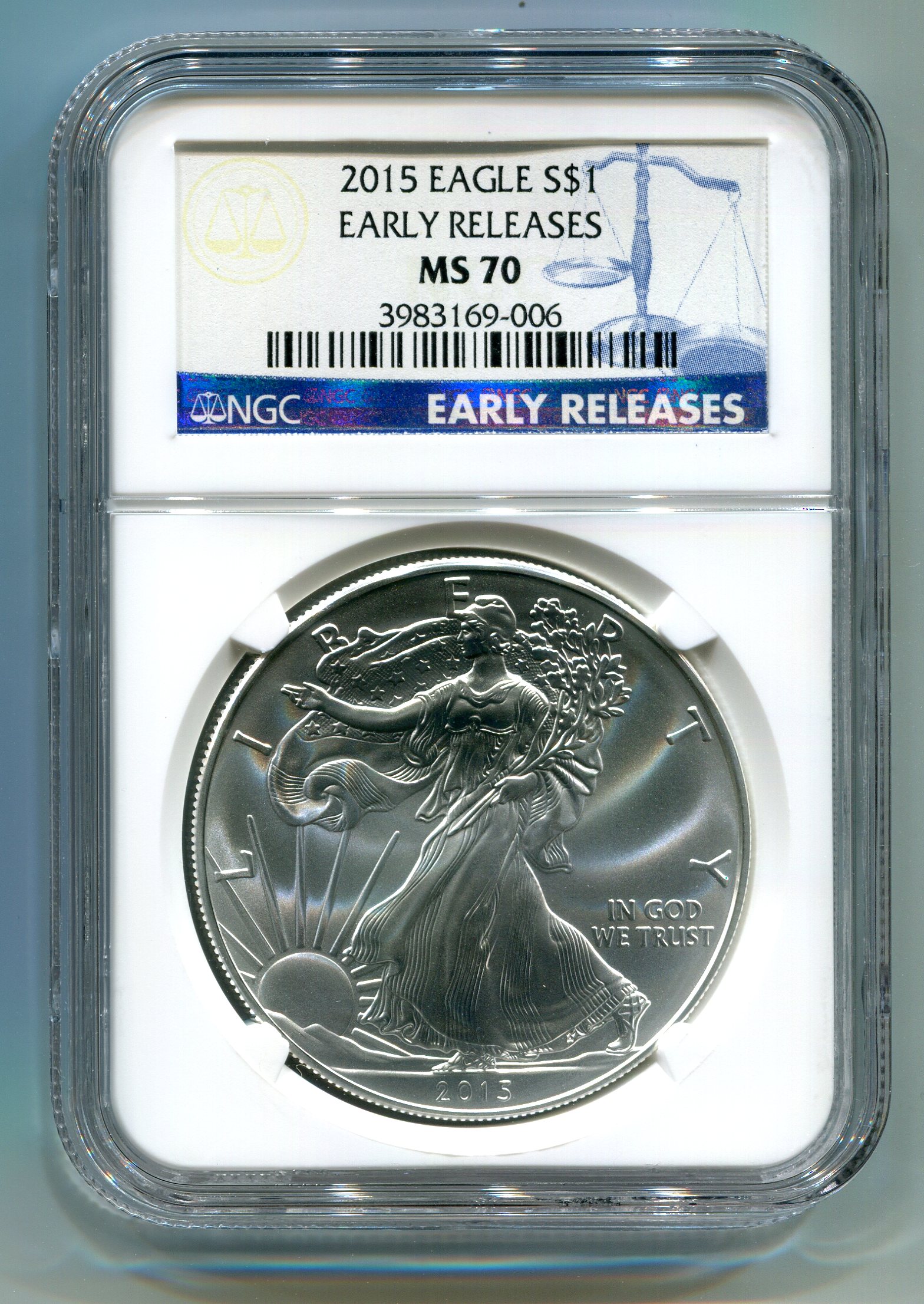 2014 American Eagle Silver Dollar NGC MS70 Early Releases Blue Label